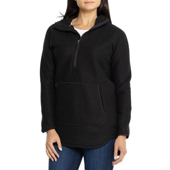 NWT SmartWool Hudson Trail Half Zip Fleece Jacket Poncho Black Small - Picture 1 of 15